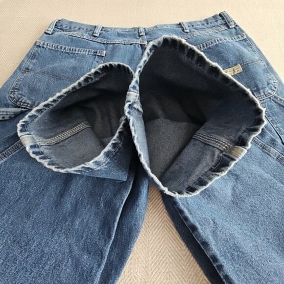 Wrangler Carpenter's Jeans Men's Size W40 L32 Straight Wide Leg Med Blue Y2K - Picture 13 of 16